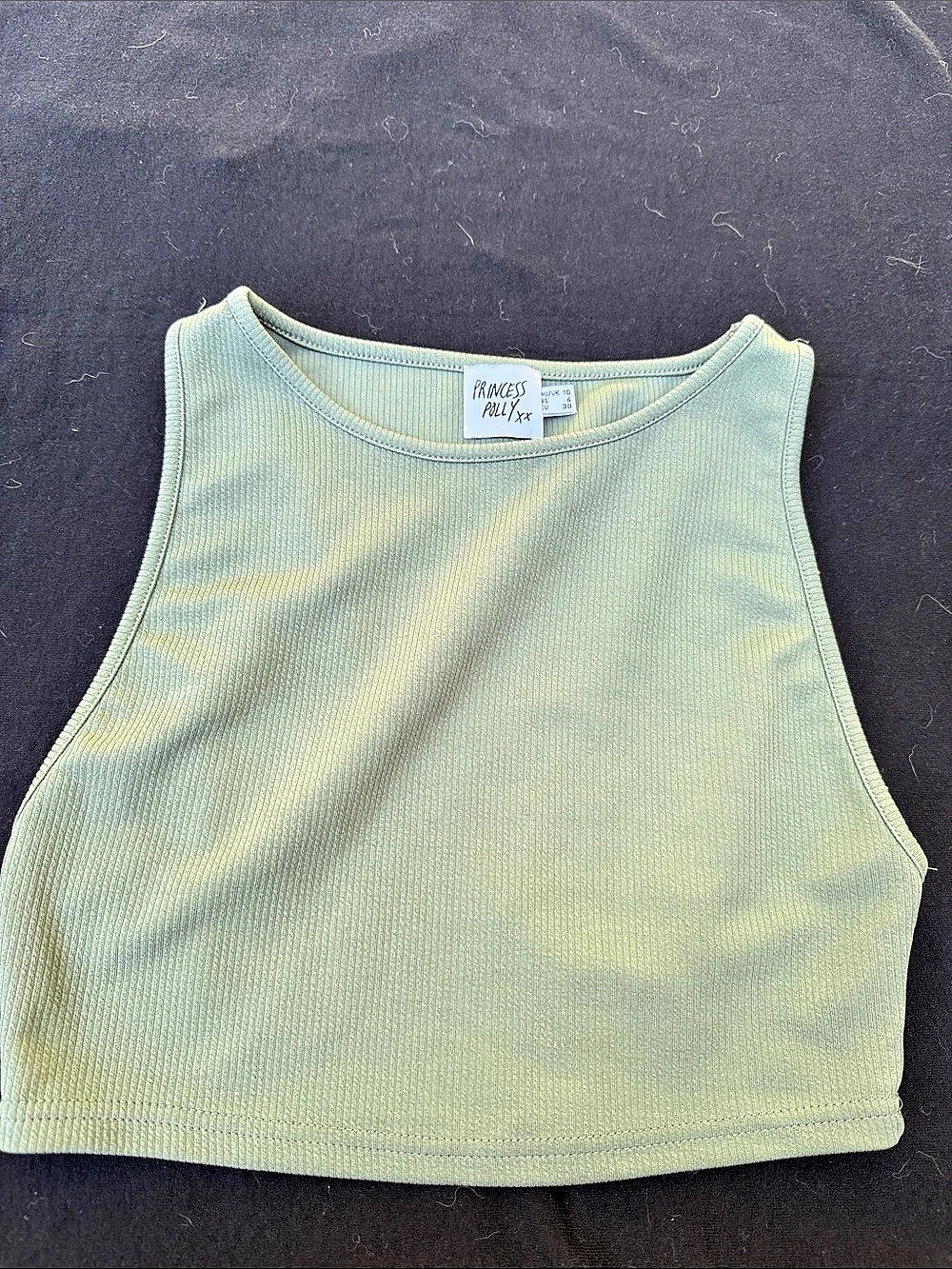 Princess Polly Sage Green Cropped Tank Top size 6